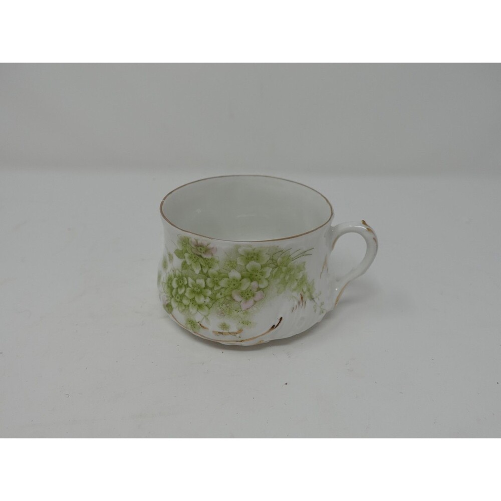 Vintage C.T. Altwasser Bavaria Germany Floral Teacup Green Gold Trim Porcelain